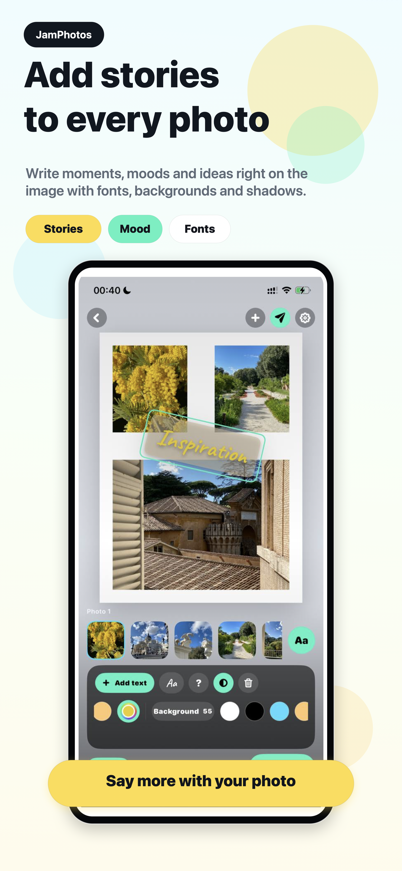 JamPhotos text editor